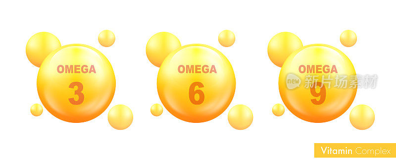 矢量欧米茄3 6 9鱼油丸。用于健康和皮肤护理的epa dha 3,6和9。维生素营养泡沫